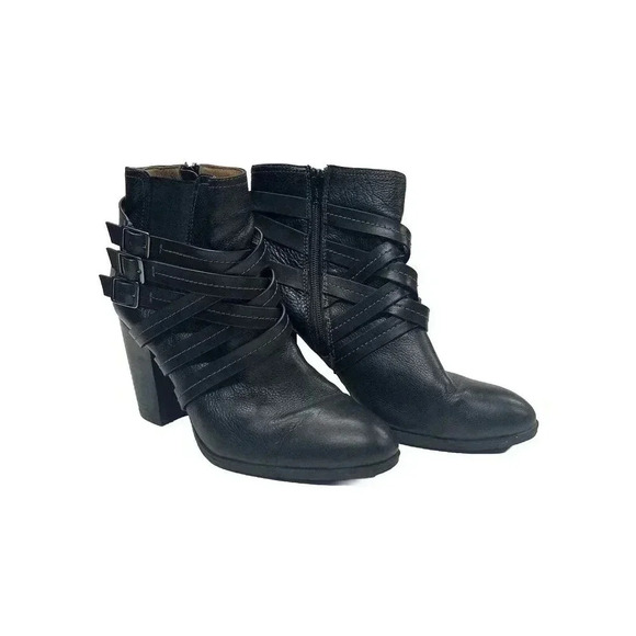 SOFFT Women's Brown Leather Heel Strappy Buckle Zippered Ankle Boots size 10 M - Picture 2 of 11